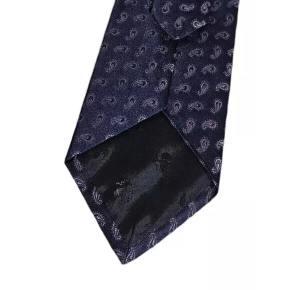 BROOKS BROTHERS Men's 100% Silk Necktie DESIGNER Tie Blue Paisley W:3.6" EUC